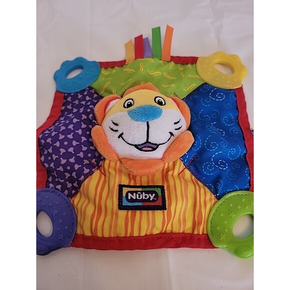 Lion Nuby Comfort Teether Teething Blanket Blankie 0m+ Squeaks BPA Free Lovey - Picture 2 of 16